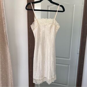Dainty off-white slip on silk dress